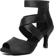 [YKXLM] Character Shoes for Women Dance Shoes Ankle Strap Dancing Heels for Ballroom Salsa Tango Latin