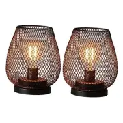 Pack Battery Operated Lamp Outdoor Table Lantern, LED Table Lantern 2 Bronze