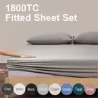 1800TC Soft Fitted Sheet Sets Pillowcase 3 Pieces K Single/Double/Queen/King Bed
