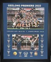 2022 AFL GEELONG CATS PREMIERS MEMORABILIA PICTURE FRAME