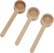 Wooden Measuring Spoon Unpainted Wood Grain Coffee Spoon for DIY Tea 3Pcs Long Handle Portable Kitchen Scoop