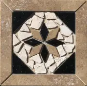 11 3/4" x 11 3/4" Travertine & Granite Medallion Mosaic - Black Galaxy Granite