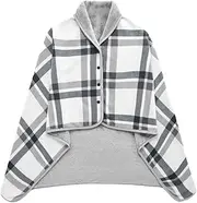 [Bsbkoj] Wearable Blanket, Plaid Throw Poncho, Cozy Lap Blanket, Thick Warm Shawl, Blanket With Buttons, Plaid Blanket Poncho, Comfy Blanket Wrap, All-Season Blanket, Wearable Plaid Blanket, Sofa Lap Blanket,