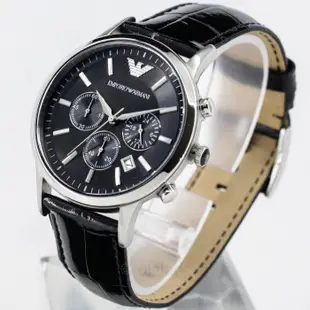 現貨 可自取 EMPORIO ARMANI AR2447 手錶 43mm 亞曼尼 皮帶 黑面盤 計時 男錶女錶