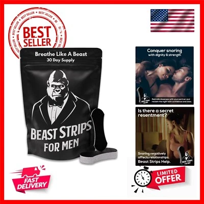 Beast Strips 30 Pack - Extra-Strong No More Sleep Headaches - Helps with Snor...