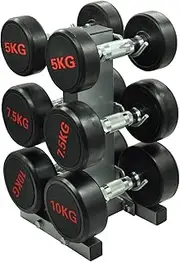 Total 45kg - Rubber Coated Dumbbell Weight Set - Commercial Grade