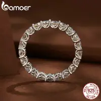 在飛比找蝦皮商城優惠-Bamoer 銀 925 特別設計情侶莫桑石戒指時尚首飾禮品