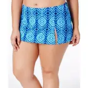 Bleu Rod Beattie BLEU MULTI Plus Size Printed Short Swim Skirt, US 22W