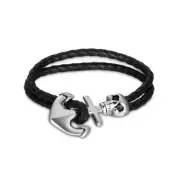 Stainless Steel Leather Bracelet 8 Inches 9MM Hook Clasp L386
