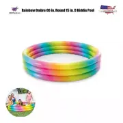 Intex Rainbow Ombre 66" Round 3-Ring Inflatable Kiddie Pool for Summer Fun