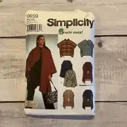 Simplicity 0659 Sewing Pattern Poncho Wraps Hooded Pullover Winter Misses UNCUT