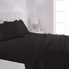 4-Piece Bed Sheet Set 14-Inch Deep Pockets Queen Black Microfiber Ultra-Soft