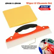 2Pc Deluxe Wiper & Chamois Car Glass Wash Cloth Leather Dry Specialty AU STOCK