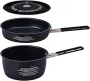 Camping Cookware, Camping Pan, 1 Set Cooking Tool with Detachable Handle, Lightweight and Non-Stick, Ideal for Family, Couples, Survival, Backpacking, Beach Trip, Army Green/Black