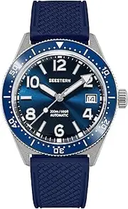 [Sugess] Super LUME x Domed Sapphire Crystal Glass 200m Mechanical Diver Mens Watch S434-2.05, Silver