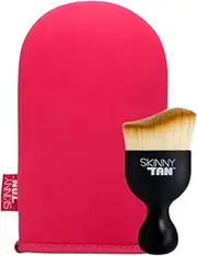[Skinny Tan] Deluxe Application Duo – 2 Piece Set with Miracle Brush & Dual-Sided Velvet Tanning Mitt for Flawless, Streak-Free Application