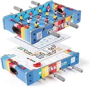 Combo Game Table Indoor Relaxing Stress Multi Game Table, 4 in 1 Combo Mini Game Table Top with Football Game Table, Ice Hockey Table, Airplane Chess Board, Chess Board