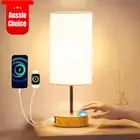 Touch Control Bedside Lamp with USB A+C Ports 3-Way Dimmable Linen Shade
