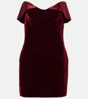 [Mugler] Mugler Satin-trimmed velvet minidress AU 16 red