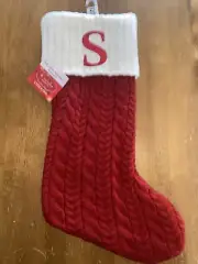St. Nicholas Square Monogrammed Red Cable Knit Christmas Initial Stocking “S”