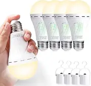 DanYee Emergency Rechargeable Light Bulb 2400mAh 9W 6000K 60W Equivalent LED Light Bulbs (Warm 4Pack)