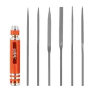 7Pcs Mini Needle File Set Interchangeable Handle Wood Metal Carving 157mm Long