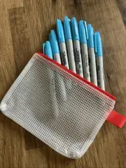 Sharpie Classic Fine Point Permanent, NANO BLUE Bullet ( 8 MARKERS+ A6 ZIP BAG )