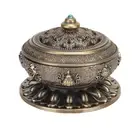 Round Incense Burner Bowl Bronze Incense Cone Coil Incense Holder With Lid For