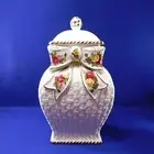 Royal Albert Porcelain Old Country Roses Basketweave Cookie Jar in box
