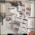 Vanity Set with 10 Lighted Sliding Mirror Makeup Dressing Table 6 Drawers& Stool