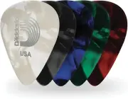 D'Addario Assorted Pearl Celluloid Guitar Picks, 10 pack, Medium, 1CAP4-10