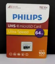 Philips UHS-1 microSD Card Ultra Speed 64GB A1Fast App Performance..New & Sealed