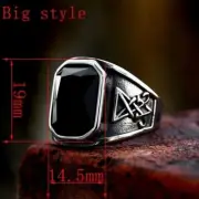 Vintage Biker Retro Lucifer Satan Ring Titanium Stainless Steel Gemstone Ring AU