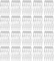 Lawie 20 Pack 5 Teeth Small Tiny Silver Metal Side Hair Combs Plain Blank Crafting DIY Slide Combs Wedding Bridal Veil Combs Decorative Headpiece French Twist Updo Clip Bun Holder Hair Accessories