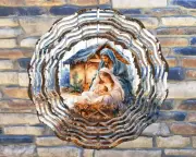 10" Mary Joseph Jesus Manger Hanging Wind Spinner Yard Decor Kinetic rws146