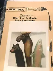 Bear, Fish and Moose wood back scratchers painting instruction pattern packet