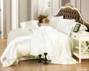 White Satin Silk Quilt Duvet Doona Cover Set Queen King Size Bedding Pillowcases