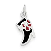 Sterling Silver Black & Red Enameled Boot Charm