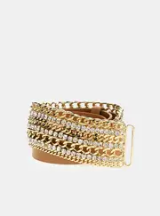 GUESS Gold Jewel Chain Belt Size: Small, Faux Leather