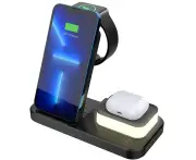 4 in 1 Folding Wireless Charger with Night Light for iPhone Watch Airpods Black