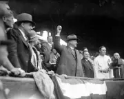 Herbert Hoover Throwing First Pitch at Griffith Stadium Photo