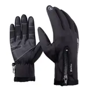 Men Women Winter Warm Waterproof Windproof Touch Screen Gloves Outdoor Sport Ski Gloves black_XL