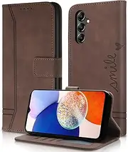 [AsWant] Leather Flip Case Cover for Samsung Galaxy A14 5G - Wallet Pocket Stand Function Samsung A14 Case, Magnetic Case Compatible Samsung Galaxy A14 5G 6.6" 2023 (Brown)