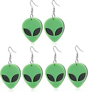 [WRITWAA] 2pcs Women Earrings Green Dangle Earrings Earrings Ear Dangle Earrings Resin Drop Hoop Earrings Earring Hooks Alien Face Earrings Ear Drop Miss Earphone Personality