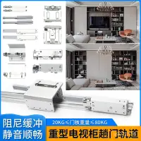 在飛比找蝦皮購物優惠-【優品 免運】重型電視櫃外掛趟門軌道雙嚮緩衝阻尼衣櫥櫃推拉移