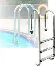 Pool Ladder,304 Stainless Steel 3 Step and Armrest,Safe Entry Exit,for Inground Pools Water Park Easy Installation(3-steps1.5mm)