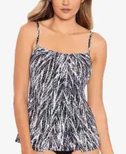 Miraclesuit Women's Jubilee Print Tankini Top Swimwear, Gray Python Snake, 16