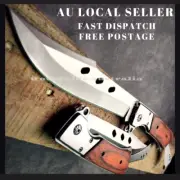 Brown Handle knife Outdoor Survival Camping Pocket Hunting Knife Fixed Blade AU