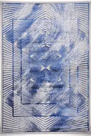 Safir He532 Grey-N.Blue Modern Area Rug For Living Room