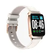 M8 Full Touch Screen Music Control Dynamic HR Blood Pressure Oxygen Monitor Leather Band Smart Watch WHITE COLOR